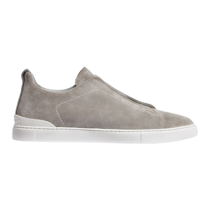 2_24b3457d-5de0-40cd-8e23-40ce96aa85fd.png Zegna Grey Mélange Suede Triple Stitch™ Sneakers - Image 1
