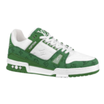 Louis Vuitton Trainer Green Monogram Denim White - Image 2