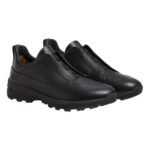 Zegna  Black leather triple stitch mont sneakers - Image 2