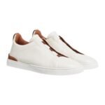ZEGNA Deerskin Triple Stitch Off White/Brown