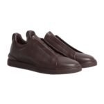Zegna Triple Stitch slip-on sneakers crafted from dark burgundy - Image 2