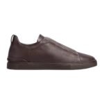 Zegna Triple Stitch slip-on sneakers crafted from dark burgundy