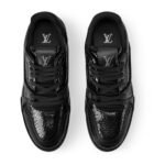 Louis Vuitton LV Trainer sneakers in black cracked calf leather with a gum rubber - Image 3