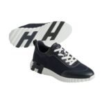 Hermès Bouncing Sneakers in a deep blue leather - Image 4