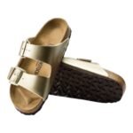 Birkenstock Arizona sandals in a gold metallic - Image 4