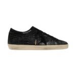 Golden Goose Super-Star LTD in black croc-print leather with black suede star and heel tab