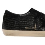 Golden Goose Super-Star LTD in black croc-print leather with black suede star and heel tab - Image 2