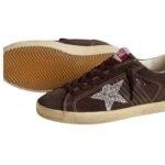 Golden Goose Super-Star in brown suede with silver glitter star(Women's) - Image 3
