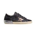 Golden Goose in black glitter with cream star and suede inserts