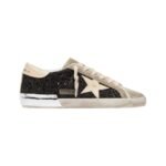 Golden Goose in black glitter with cream star and suede inserts