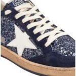 Golden Goose Super-Star in blue suede with silver glitter star and leather heel tab - Image 2
