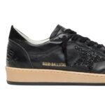 Golden Goose Ball Star in black nappa with black glitter star and suede heel tab - Image 2