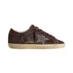 Golden Goose Super-Star in brown suede with silver glitter star(Women's)