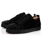 Christian louboutin  Louis Junior Spikes Sneakers - Veau velours leather and spikes - Black - Image 5